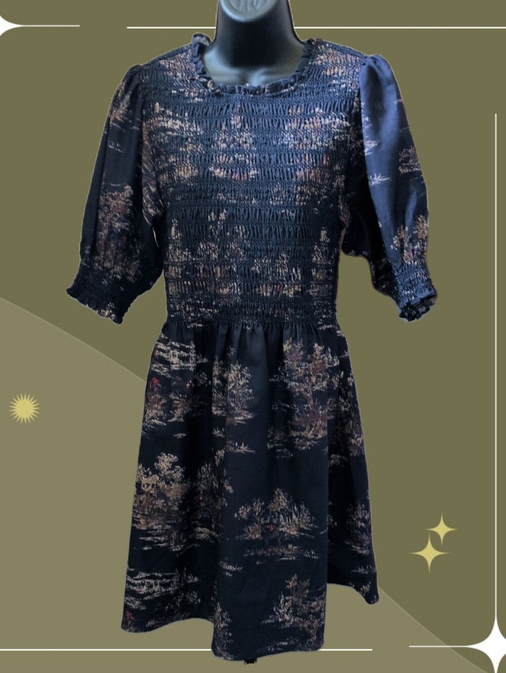 ✨ Nwt Hill House Home The Vivi Nap Dress in Equestrian Toile/Navy print Size M